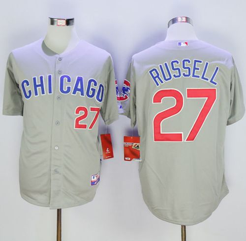 Cubs #27 Addison Russell Grey Road Cool Base Stitched MLB Jersey